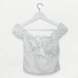 I AM GIA Corset Off the Shoulder Top in White